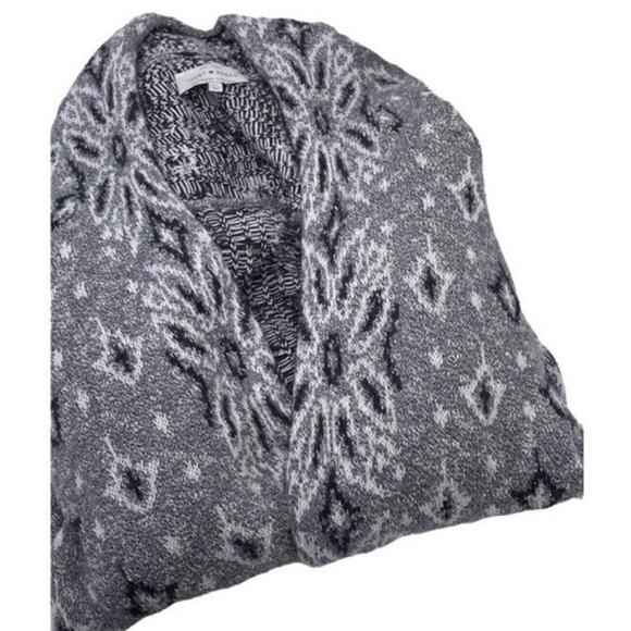 Lucky Brand Aztec Pattern Front Pockets Shawl Collar Open Black Cardigan Sz‎ XS - Picture 3 of 8